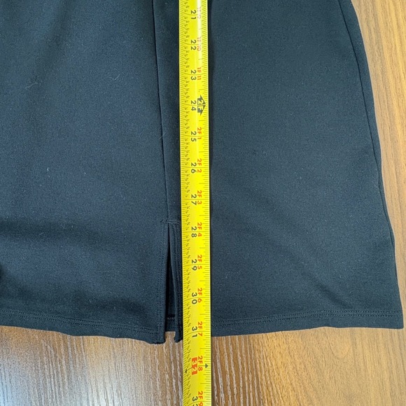 American Eagle Black Long Sleeve Stretchy Mini Dress Boat Neck with Slit Size L - Picture 12 of 13